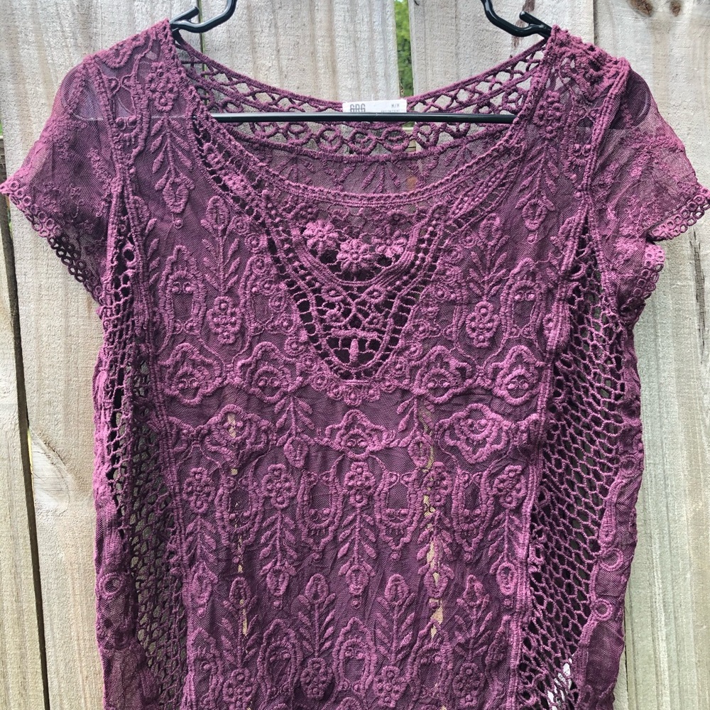 Sheer Crocheted/Lace Top